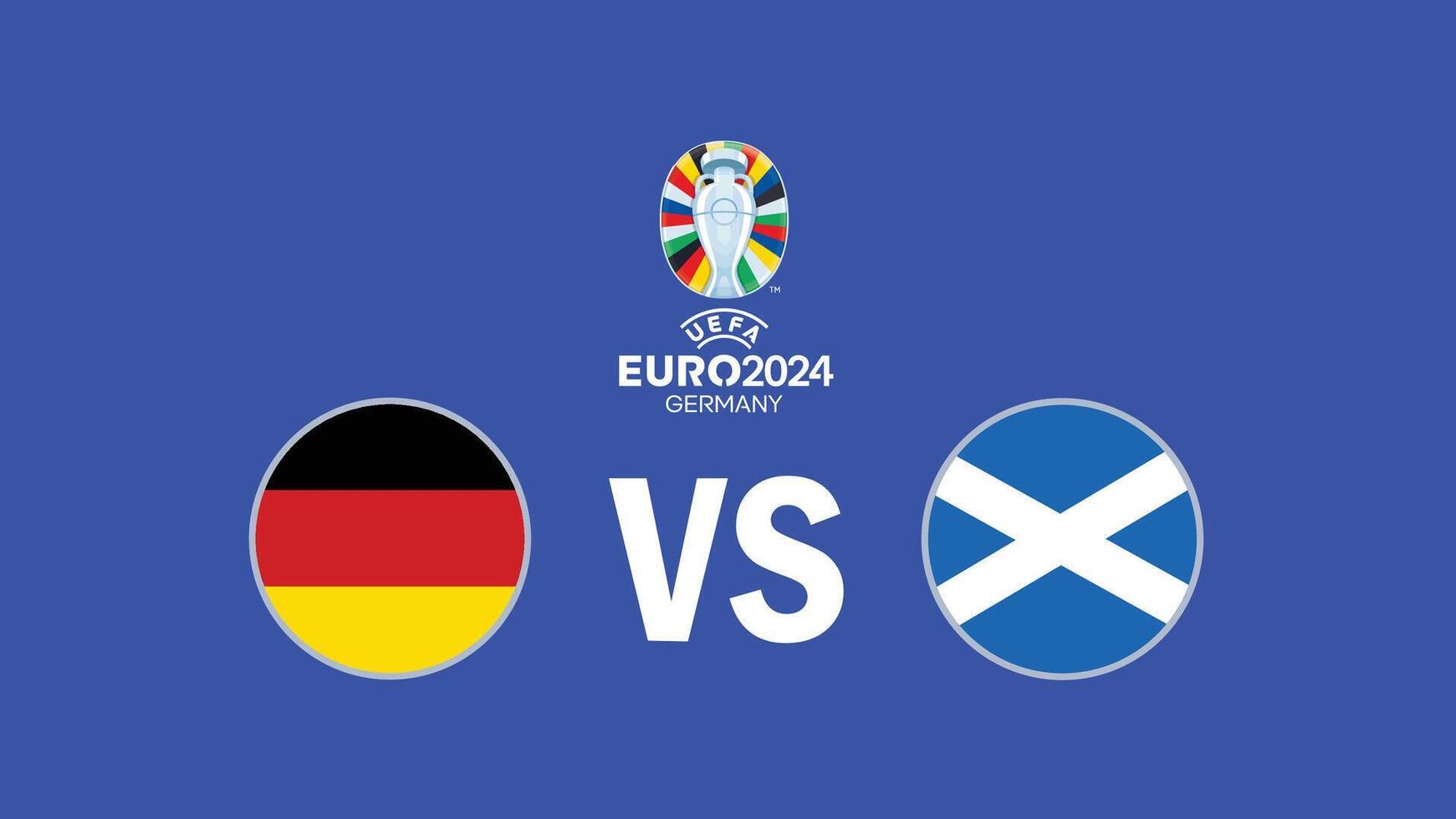 Germany And Scotland Match Euro 2024 Emblem Flag Teams Design With Official Symbol Logo Abstract Countries European Football Illustration vector