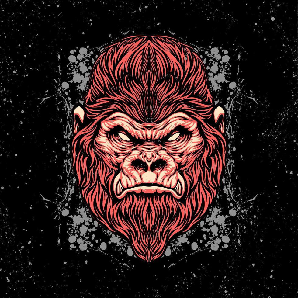illustration of a ferocious and wild gorilla head vector