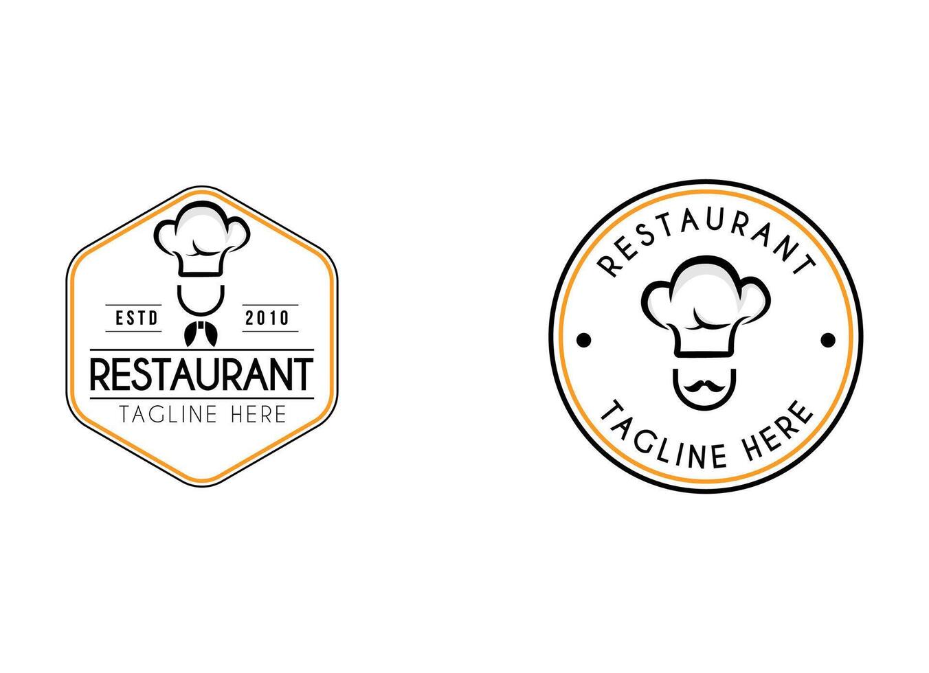 Chef and restaurant badge label logo design template. vector