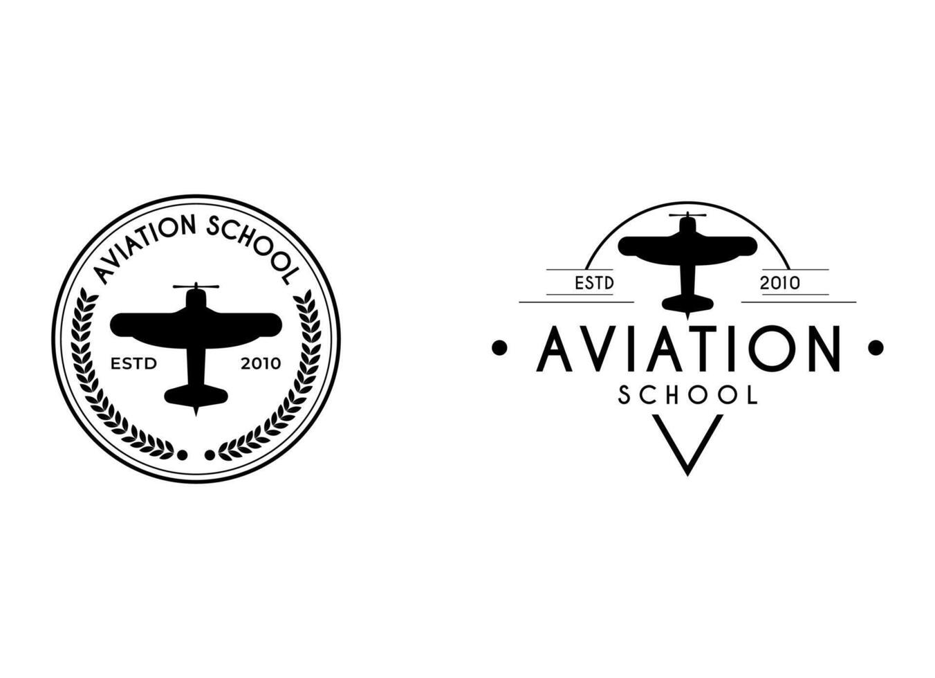 Light aircraft airline logo design rounded emblem mountain element vector