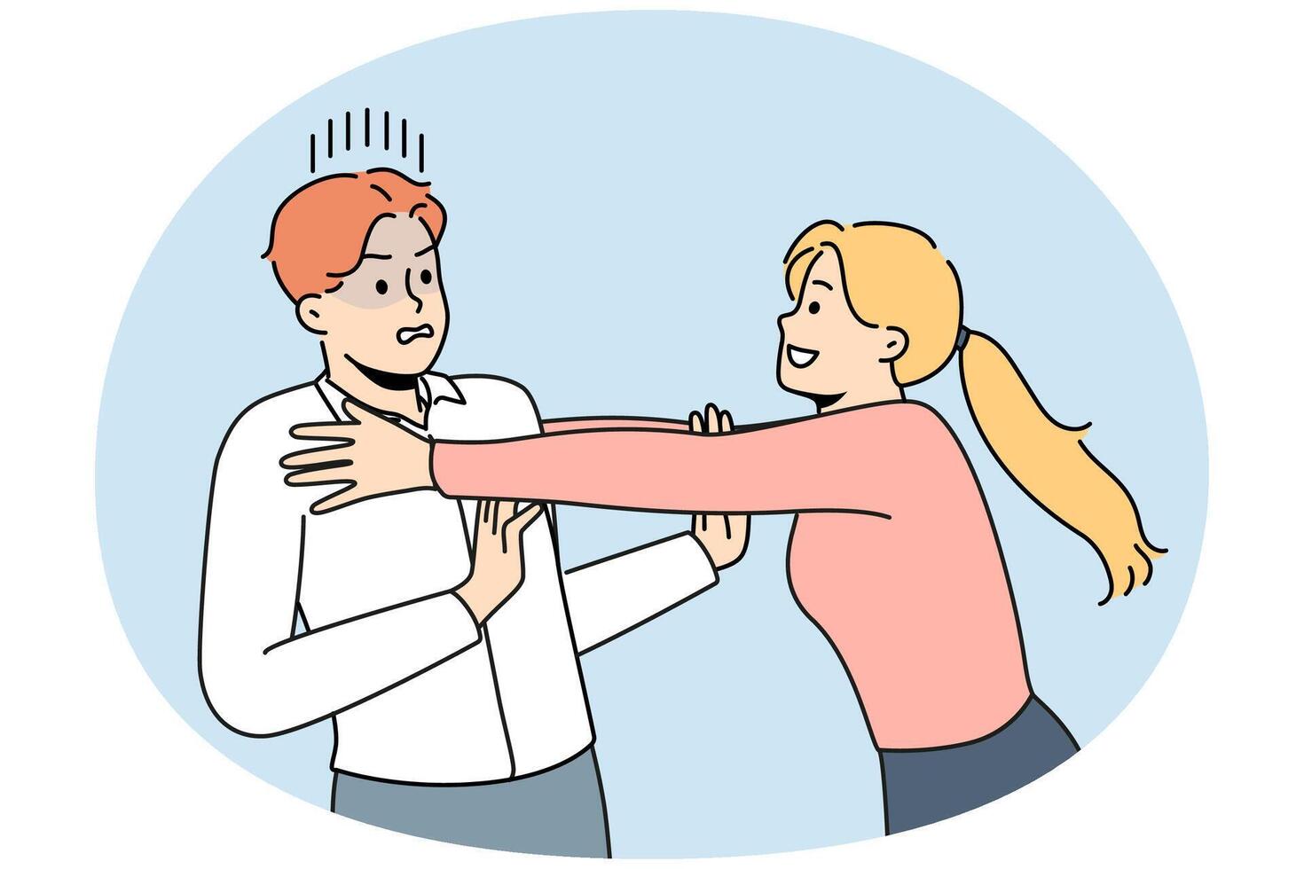 Woman show affection to frustrated man vector