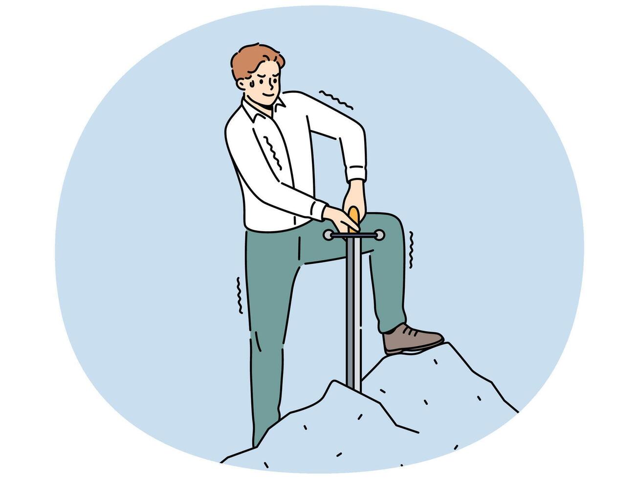 Motivated businessman extract sword from stone vector