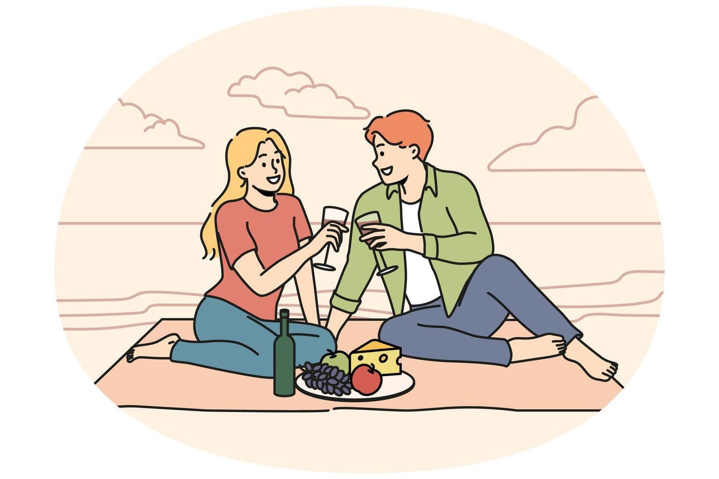 Happy couple enjoy date on beach vector