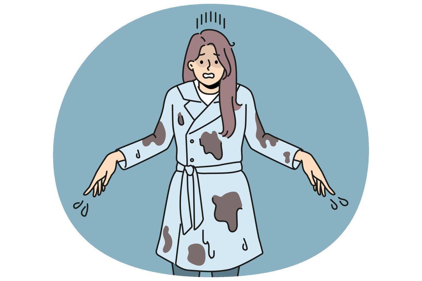 Stressed woman in mud after falling in puddle vector