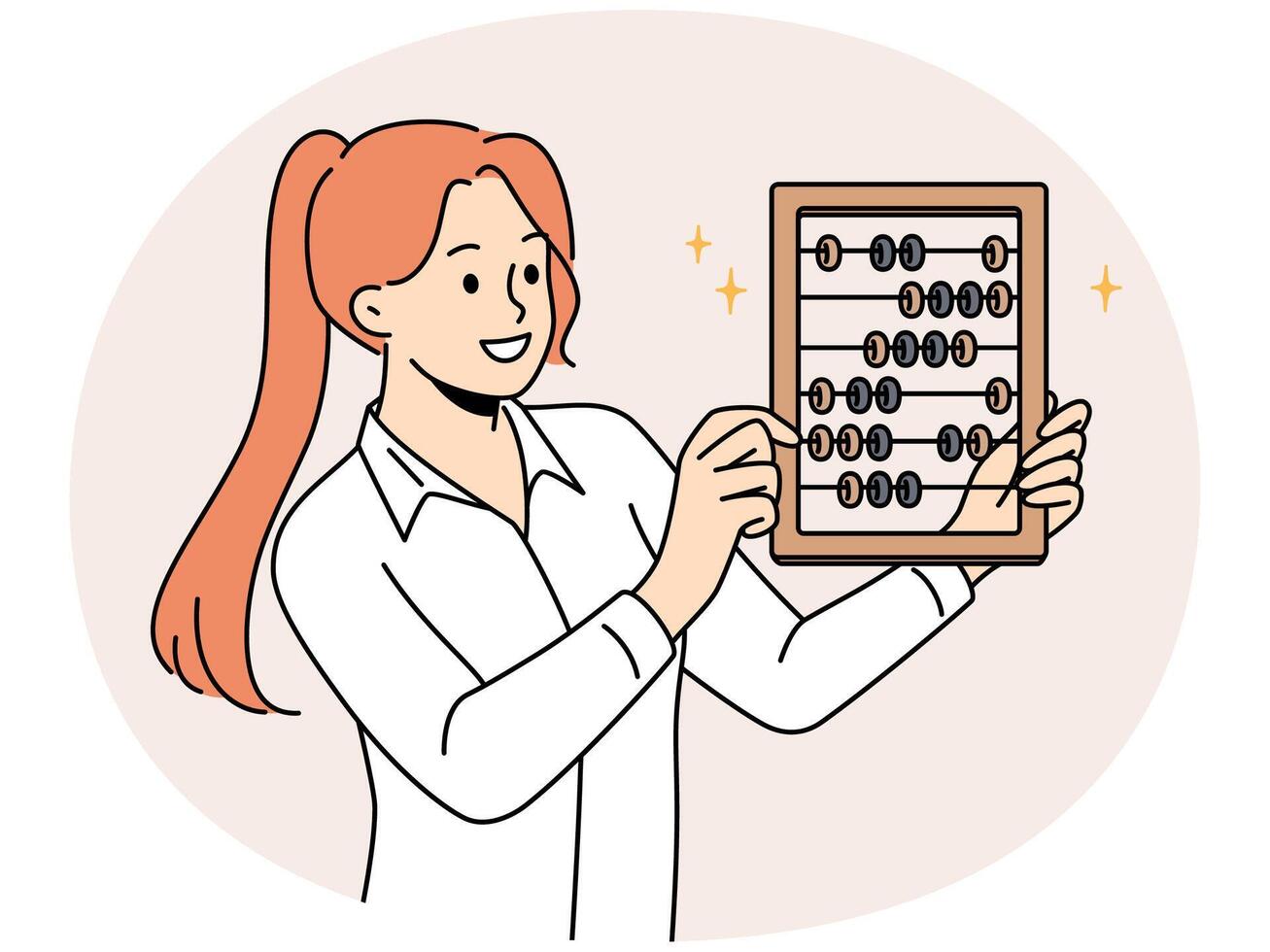 Smiling businesswoman hold abacus in hands vector