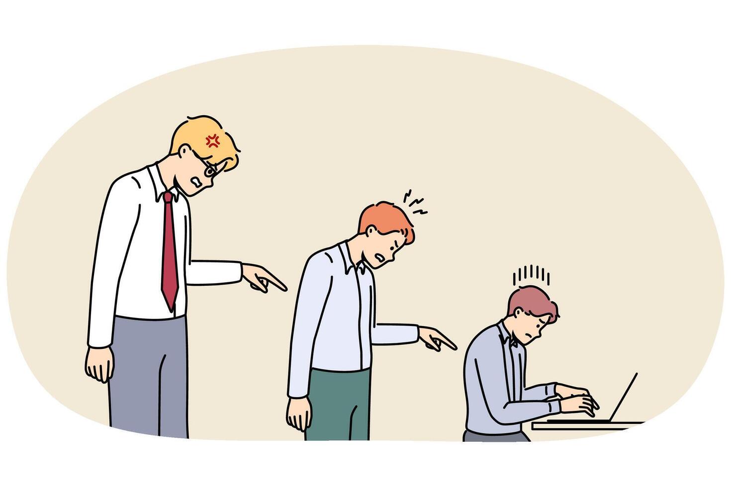 Employer scold subordinate at office job vector