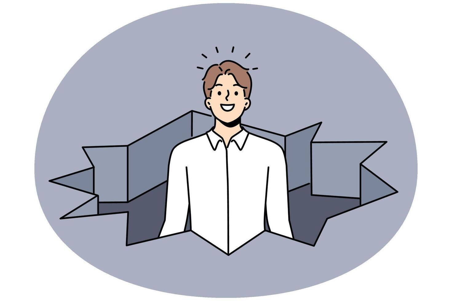Successful businessman break hole in ground vector