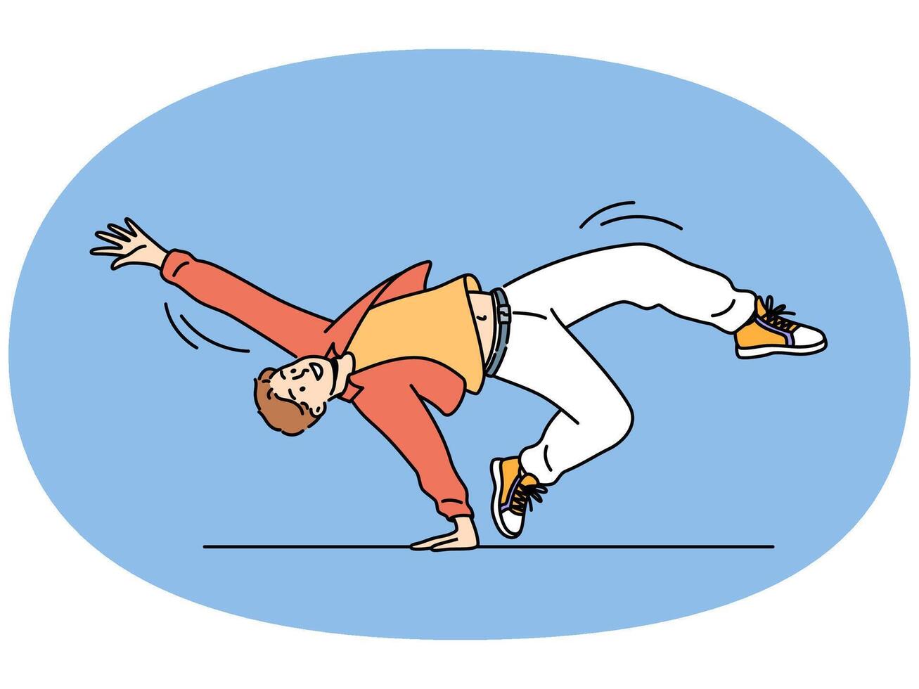 Happy guy breakdancing vector