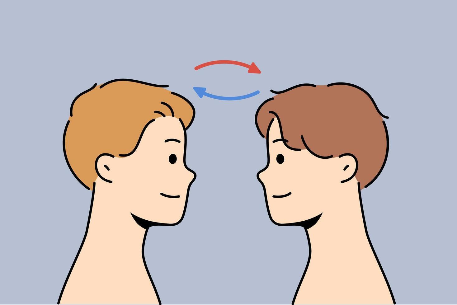 Telepathic exchange between two men, for concept mind reading at distance and mental synchronization vector