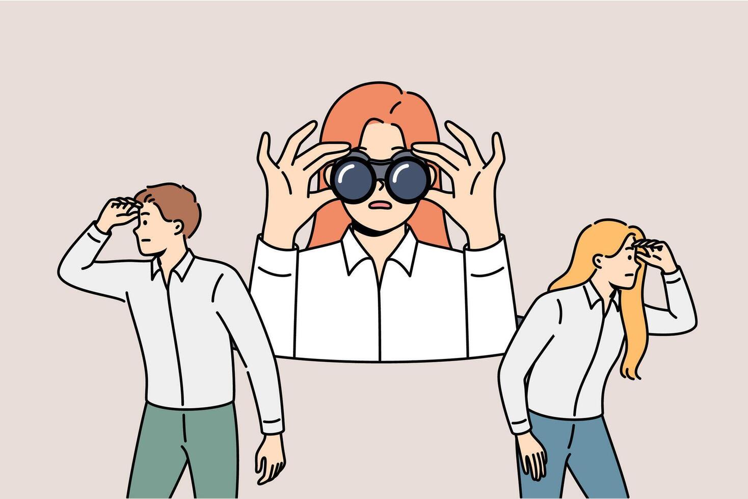 Business team is looking in different directions in search of new opportunities to attract customers vector