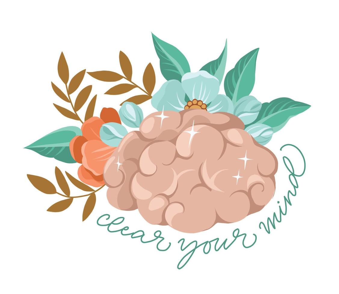 Mental health awareness, brain relaxation concept vector