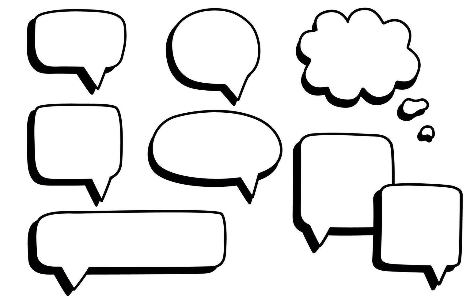 Frame textbox doodle hand drawn. Set of black and white speech bubble in doodle style on white background. illustration vector