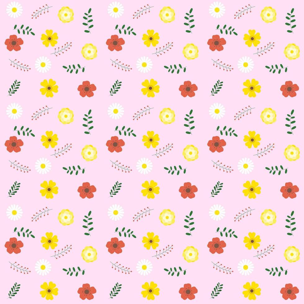 Flower pattern spring flat. Seamless pattern of minimalistic florars. illustration vector