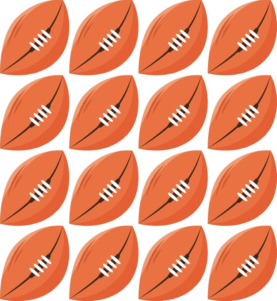 Hand draw football ball seamless pattern. American Football game. Isolated on white background. illustration in doodle style. Orange and black colors.Sports equipment.School football section. vector