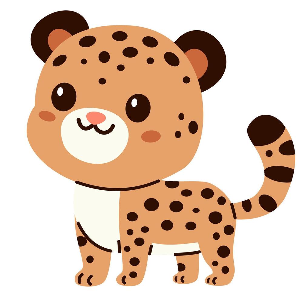 illustration in children's style. Cute cheetah on white background vector