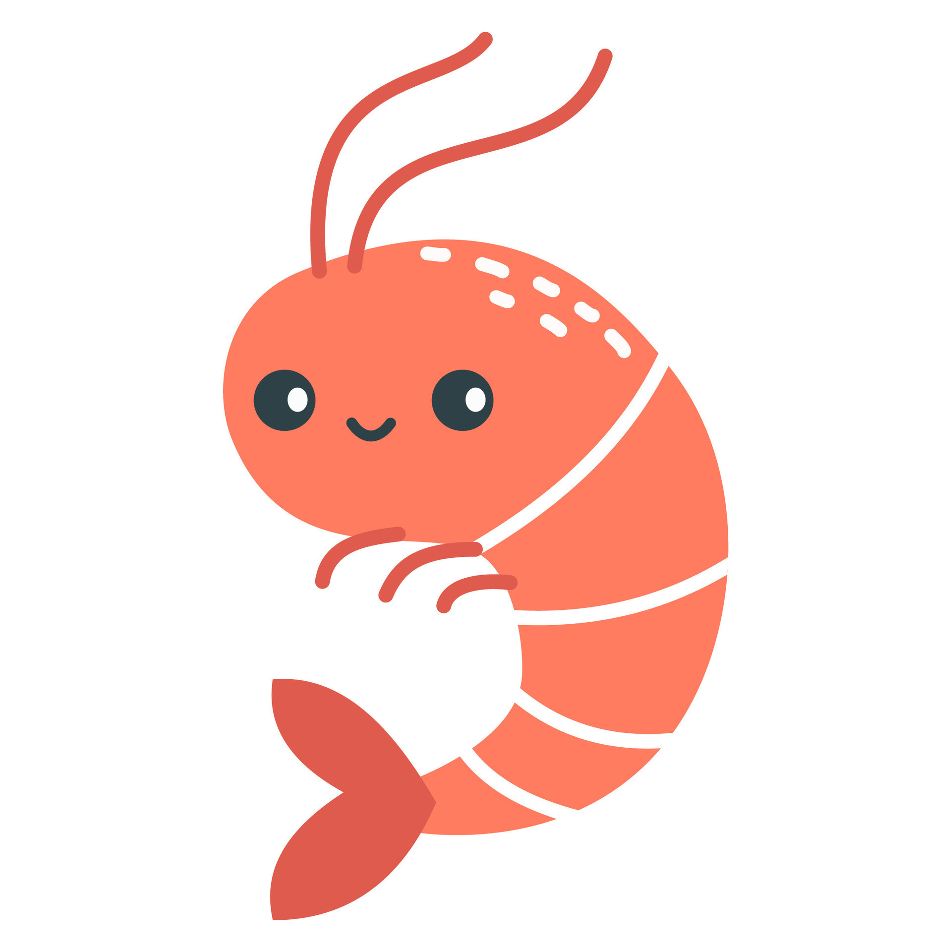 Flat illustration in children's Scandinavian style. Cute shrimp on white background 45697308 ...