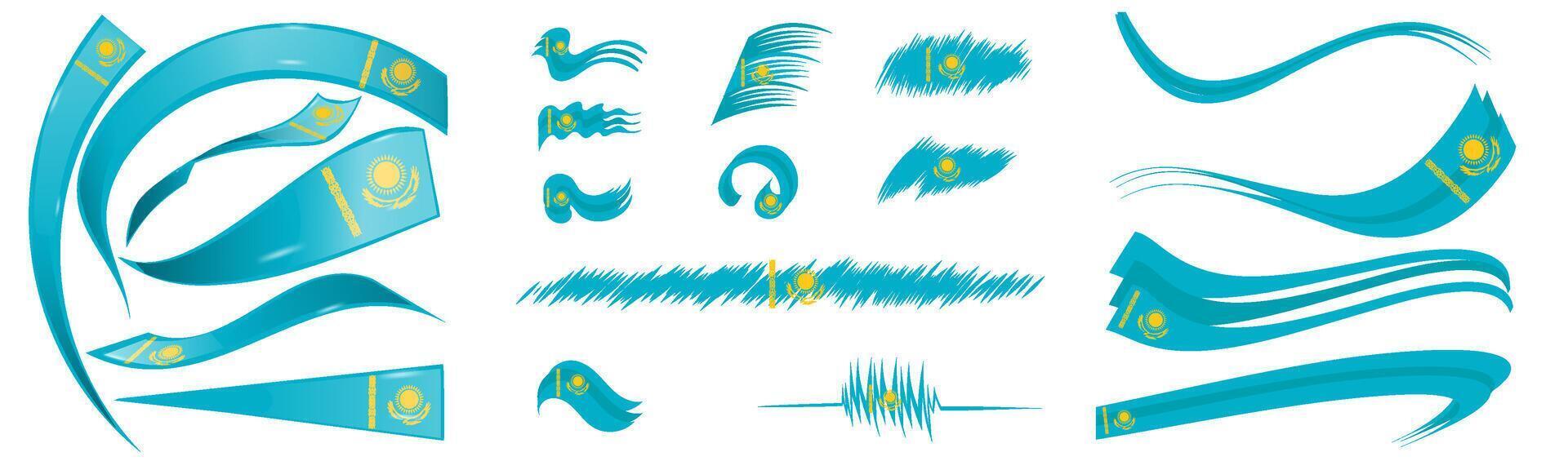 Kazakhstan flag set elements, illustration on a white background vector