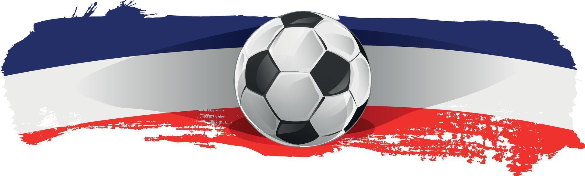 France flag with soccer ball.Paint brush stroke vector