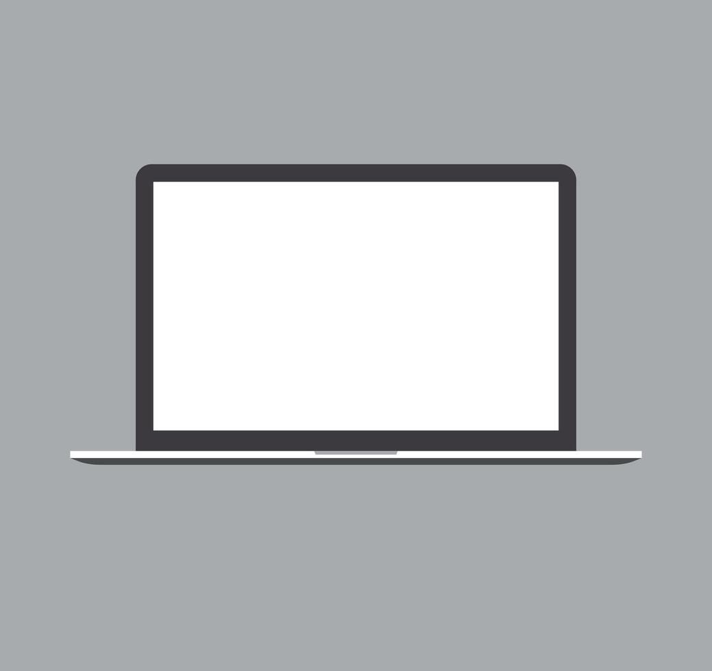 Modern Minimal laptop with blank screen, isolated technology vector