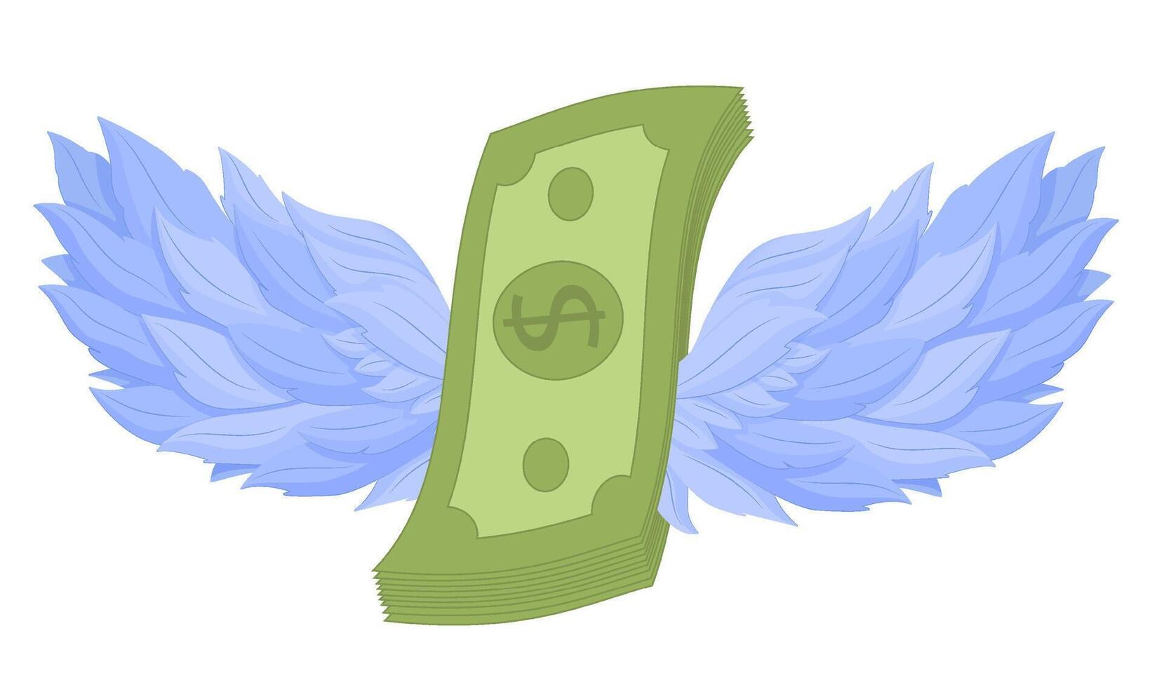 Cash of dollars with wings. Rise of financial success investments vector