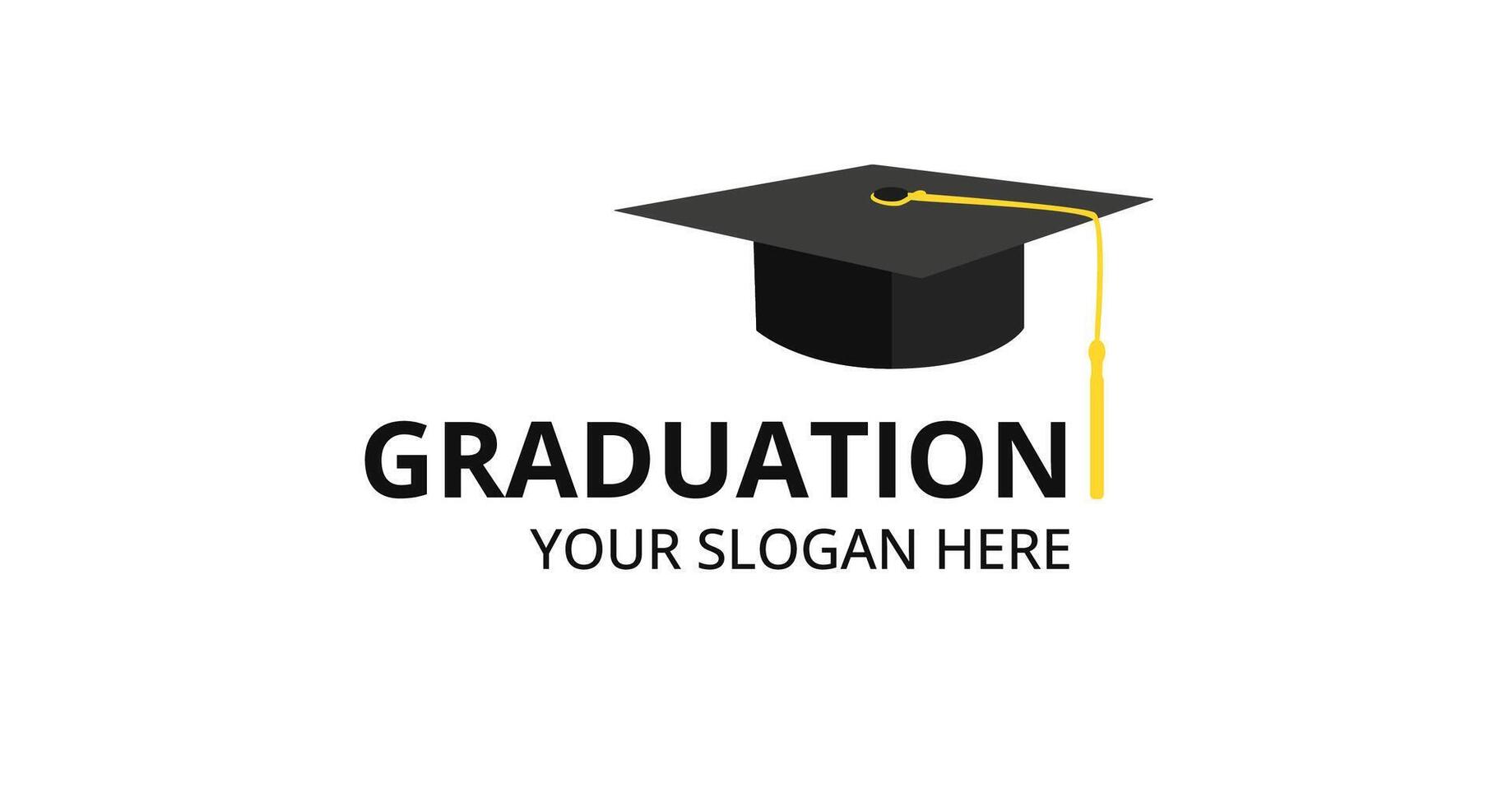 Graduate caps business card. Black cap with banner brim to celebrate vector