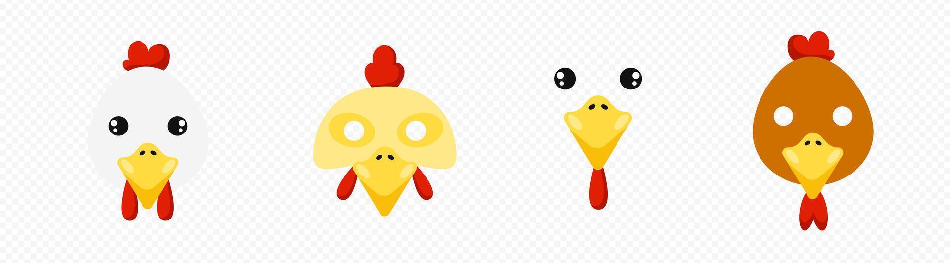 Chicken masks set. Masquerade holiday decoration vector