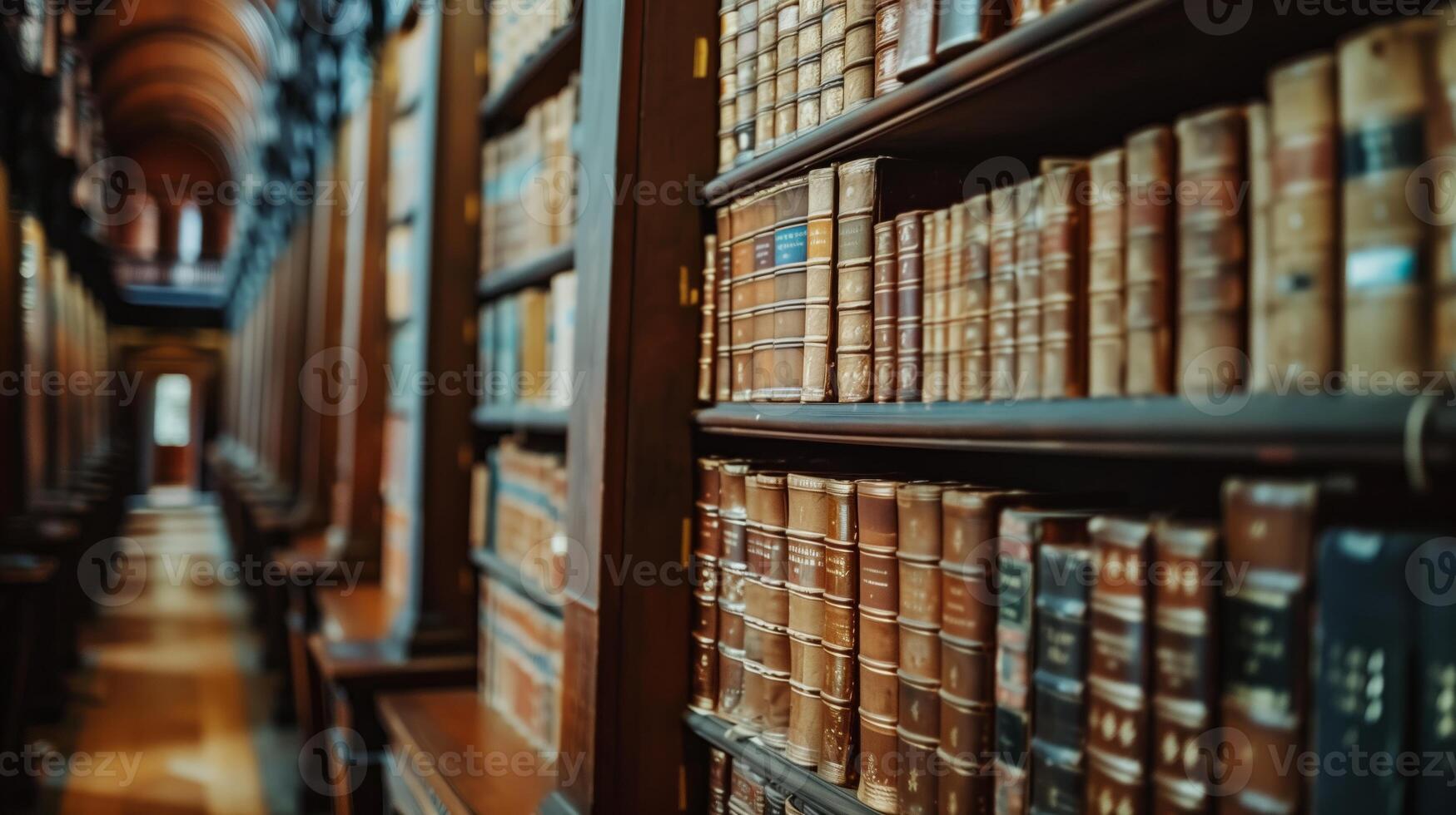 many books on a shelf in a library. photo