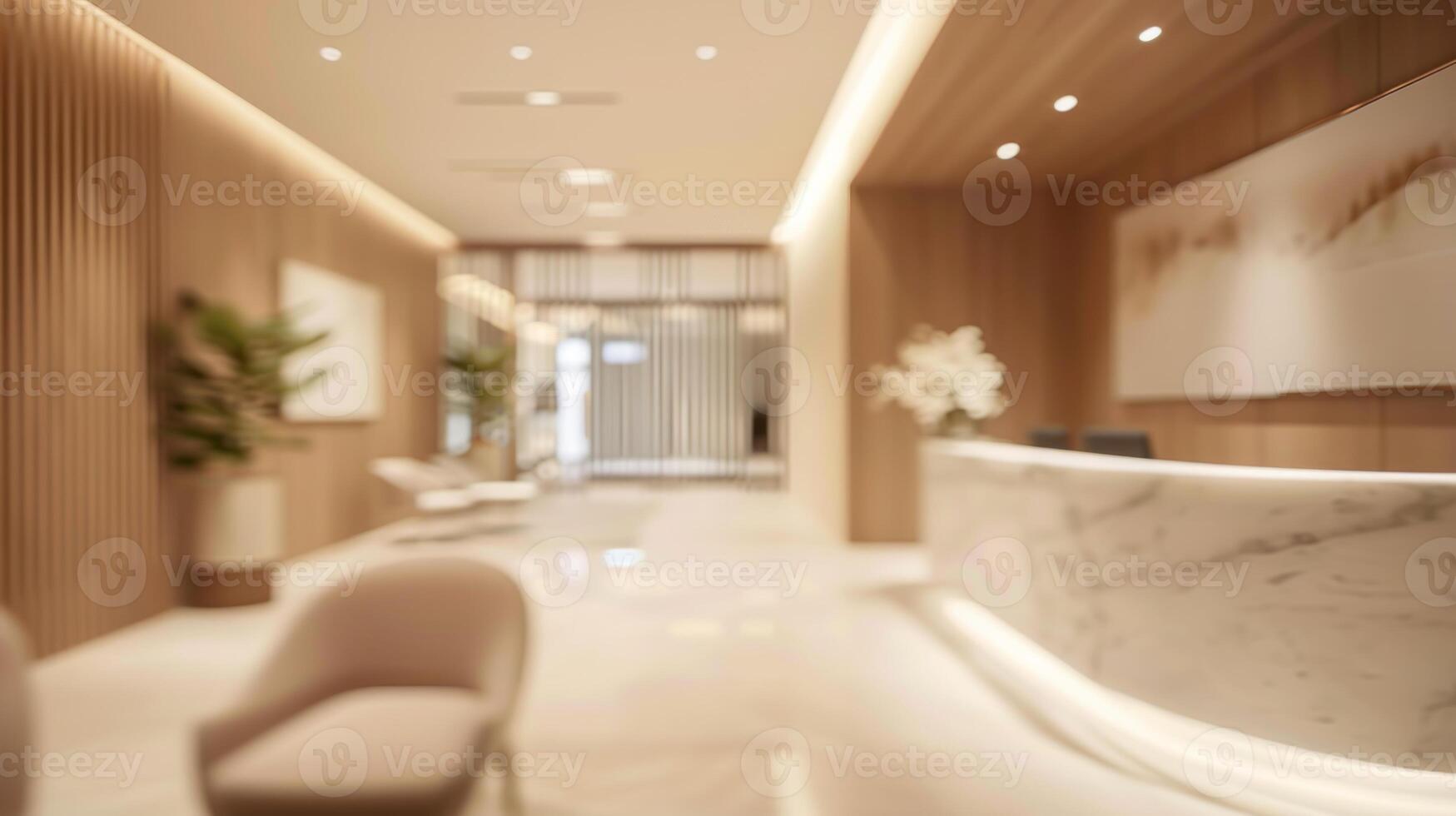 blurred office lobby entrance building background, defocus luxury clinic hospital corridor, modern hotel reception hall interior photo