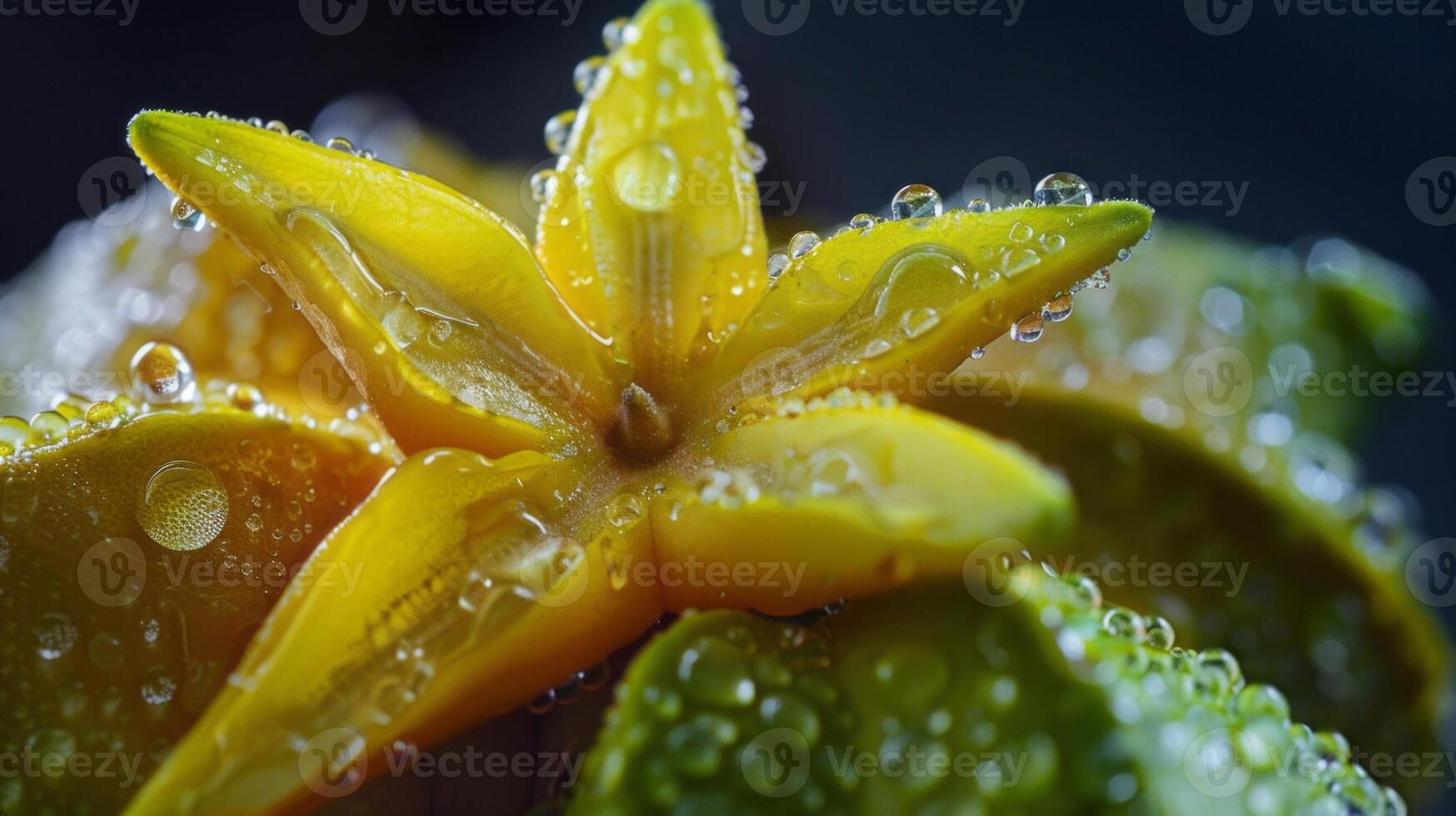 Fresh Starfruit with Dew Drops. photo