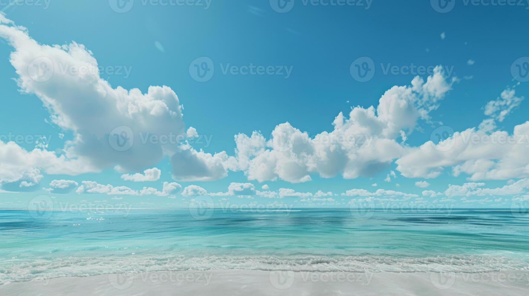 Tropical Beach Panorama, Seascape With A Wide Horizon, Showcasing The Beautiful Expanse Of The Sky Meeting The Sea photo