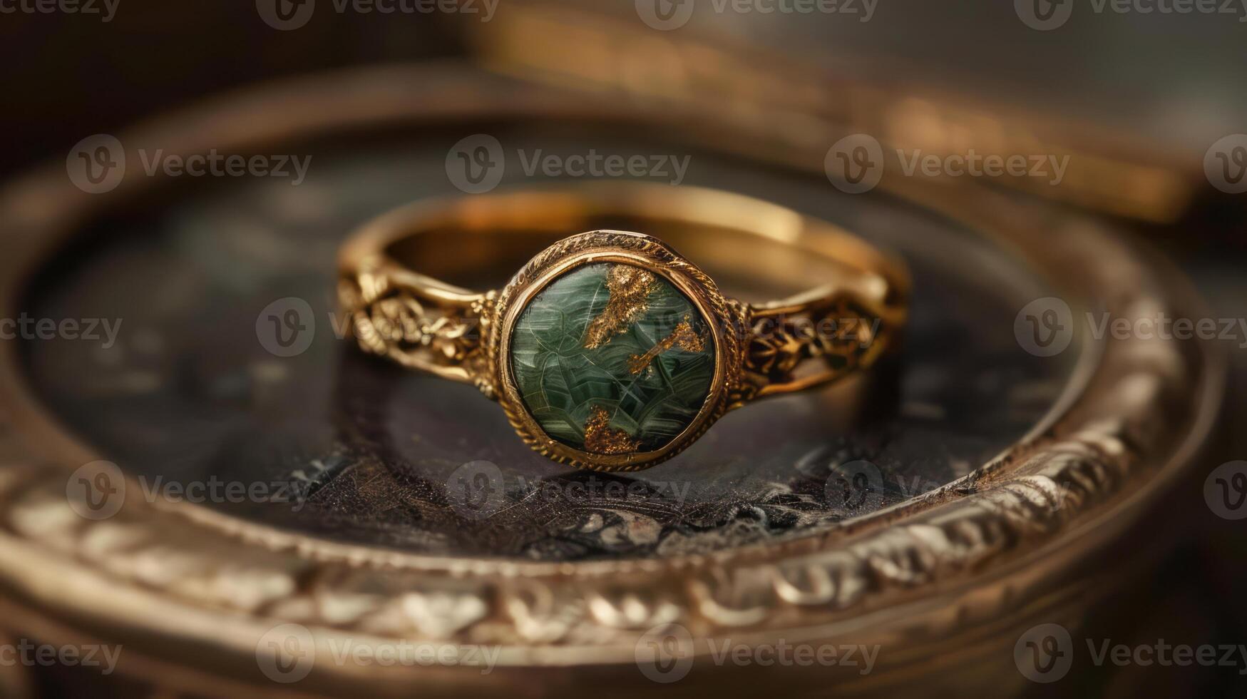 Antique Ring with Moss Stone photo