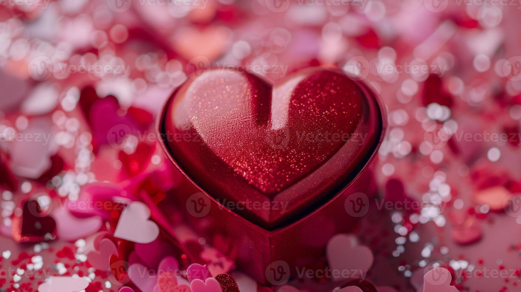 Celebrate special occasions with a top down look at a charming red heart shaped box photo