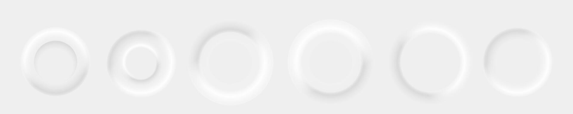 Round white icons in neomorphism set vector