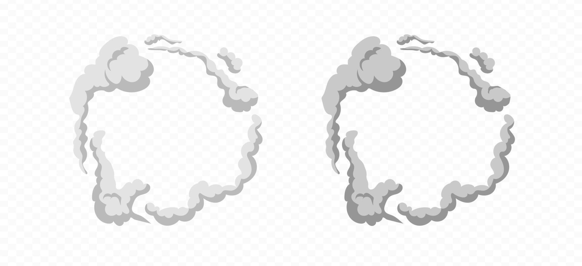 Smoke cartoon picture frame . Comic smoke dust border vector