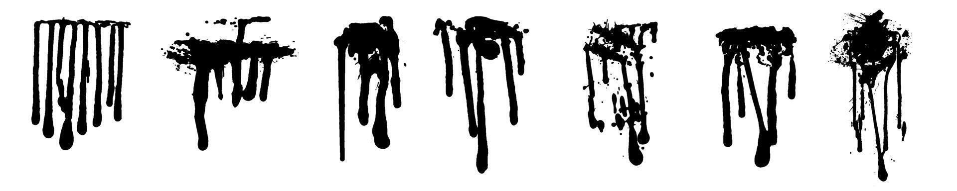 Ink smeared dirty drips set vector