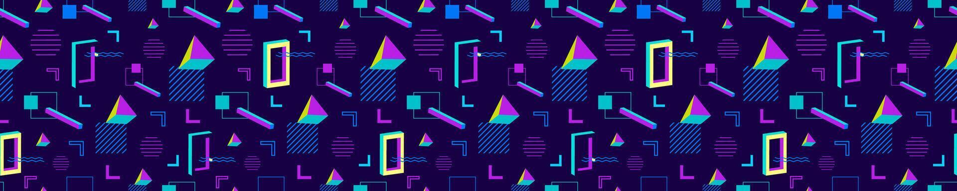 Geometric blue memphis 3d seamless pattern vector
