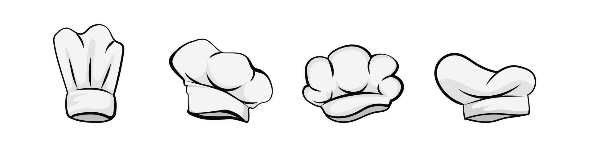 Chefs hats set. Culinary chef headwear for food vector