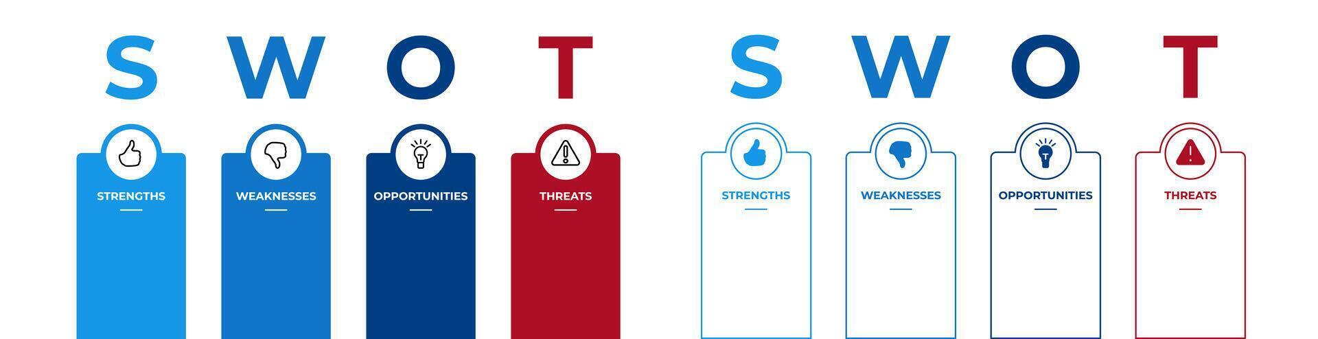 Swot diagram presentation. Infographic strategy with marketing management vector