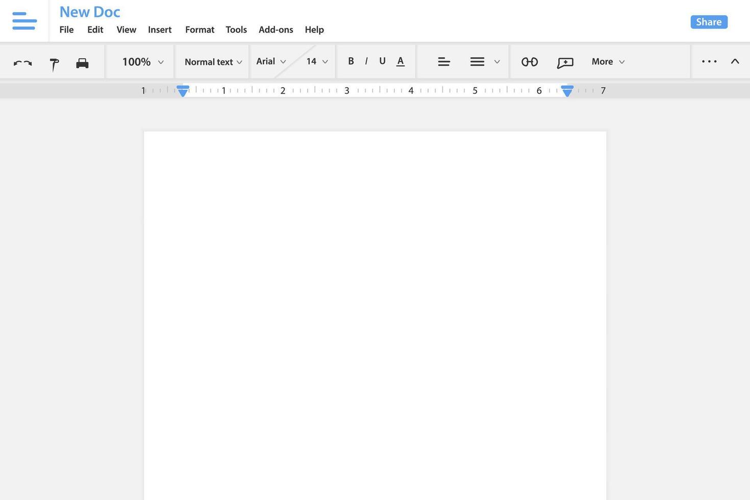 Text editor interface template. Software editing and program toolbar vector