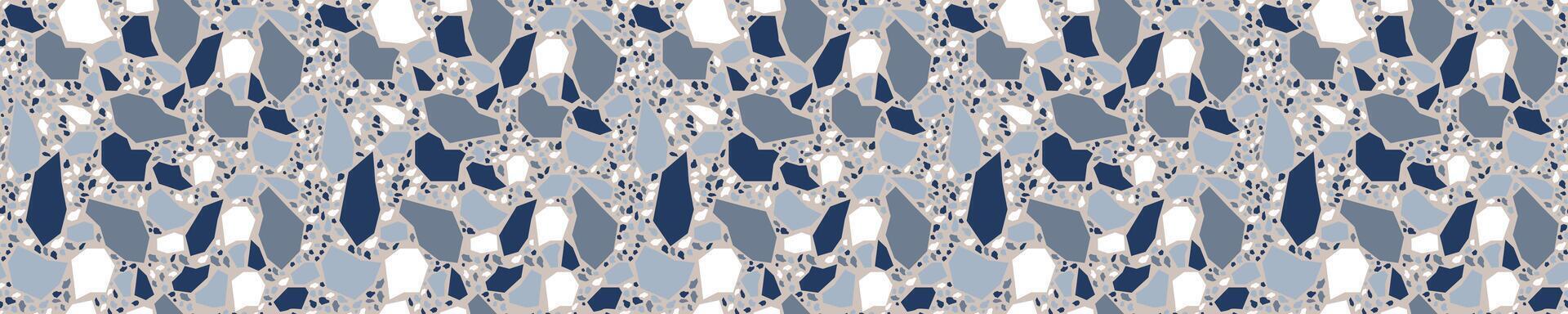 Terrazzo marble mosaic blue seamless pattern vector