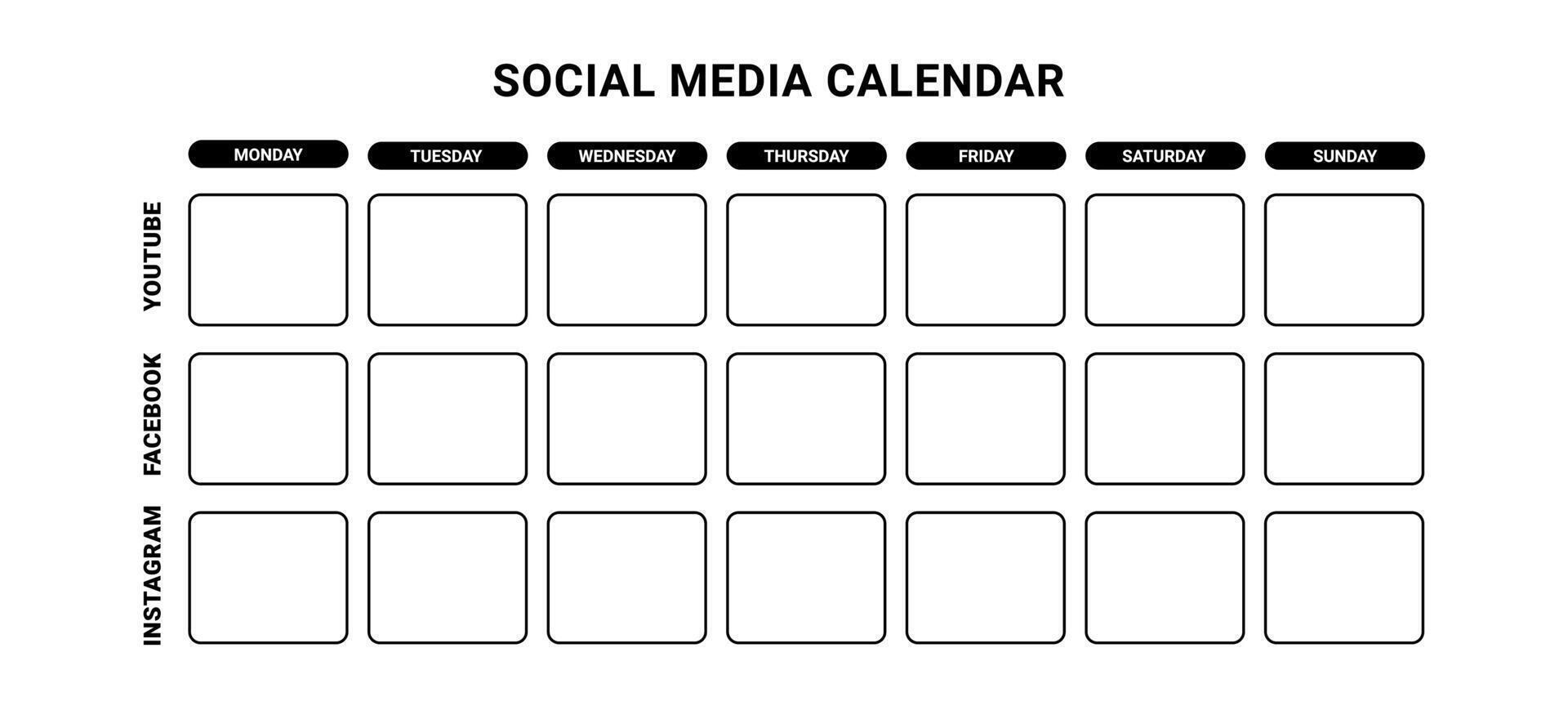 Social media calendar chart. Web business information advertising