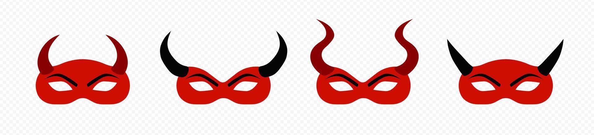 Demonic masks with horns template vector