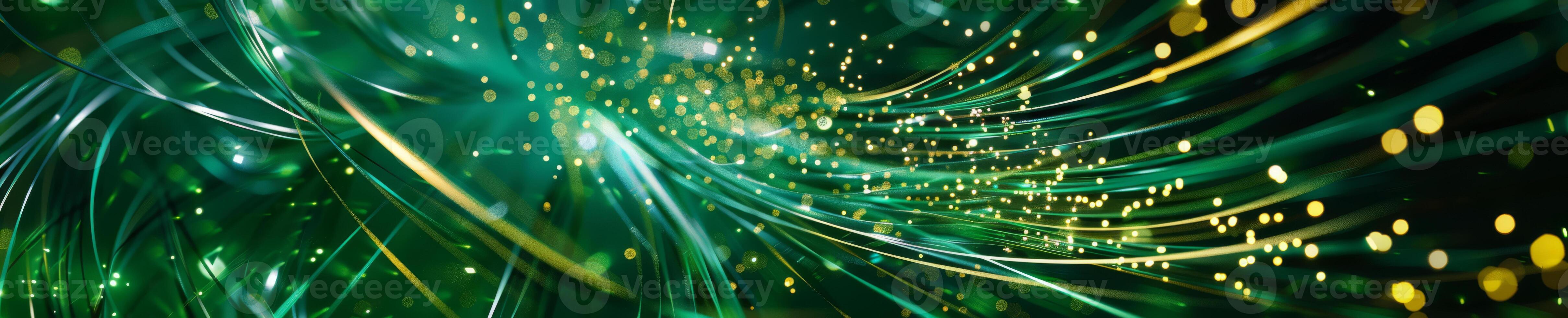 Swirling Mass of Fiber Optics in Emerald Green with Golden Sparks photo
