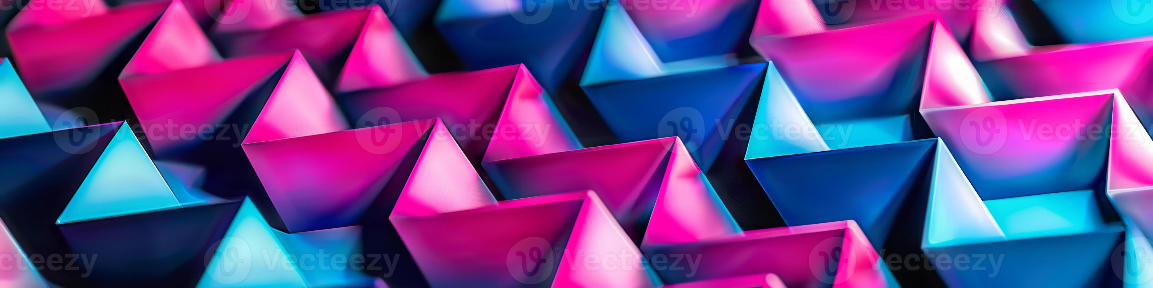 A colorful of triangles in pink and blue photo