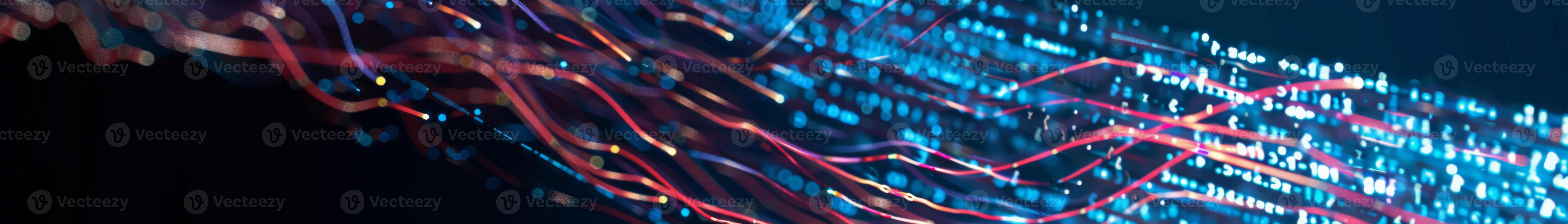 Dynamic Data Stream in a Network with Flowing Blue Lines photo