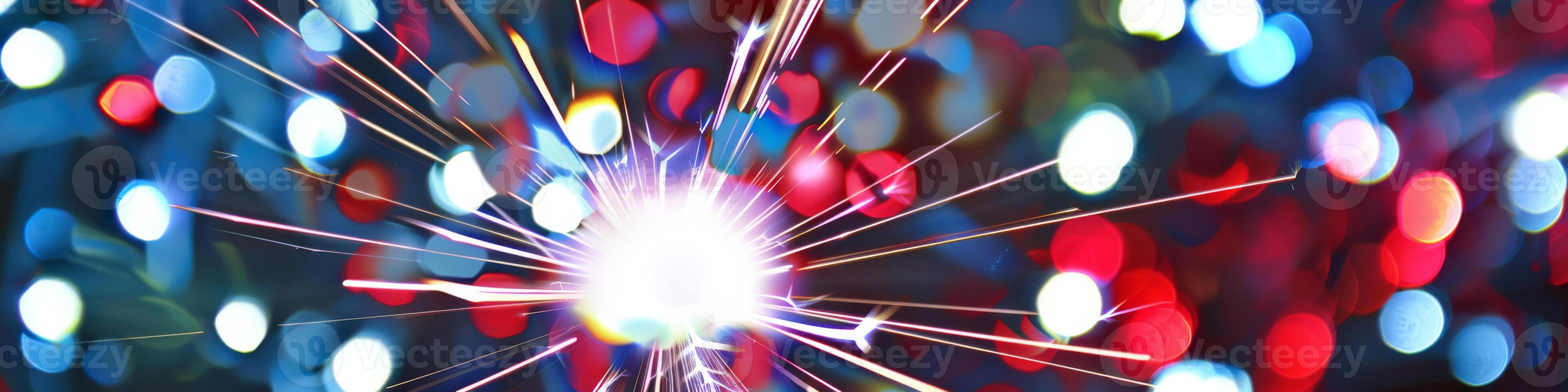 Radiant Starburst with Vivid Red and Blue Lights photo