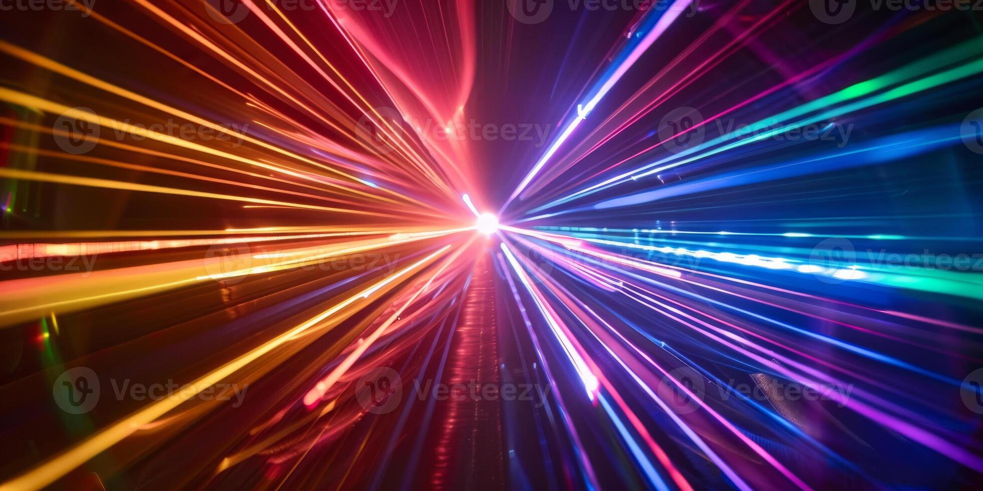 Fusion of Multihued Light Beams Creating Vibrant Abstract photo