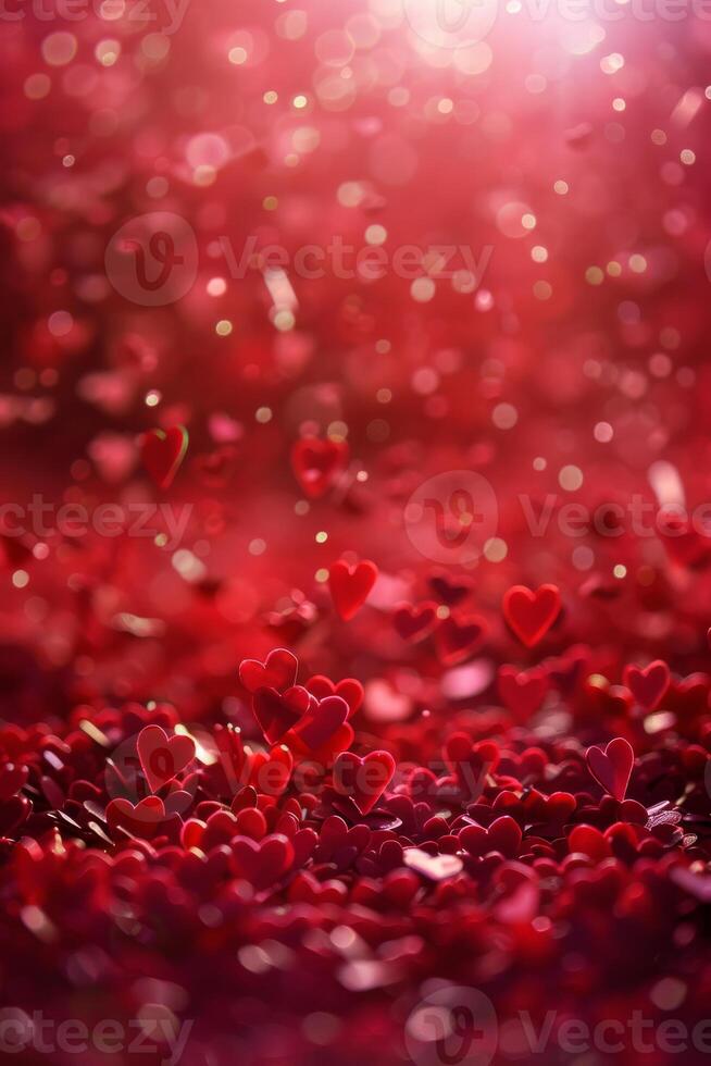 A red background with many red hearts scattered throughout photo