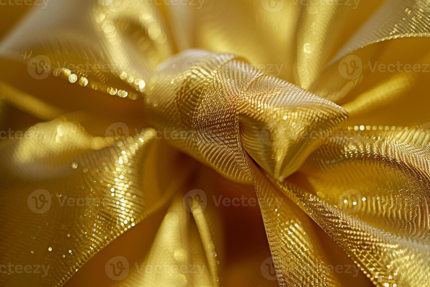 A close up of a gold ribbon with a shiny, reflective surface photo