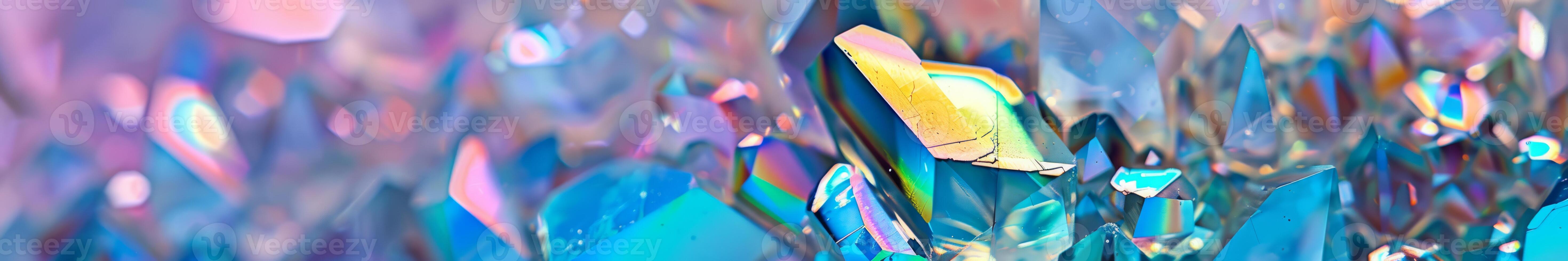 Iridescent Crystal Cluster Reflecting a Spectrum of Light photo
